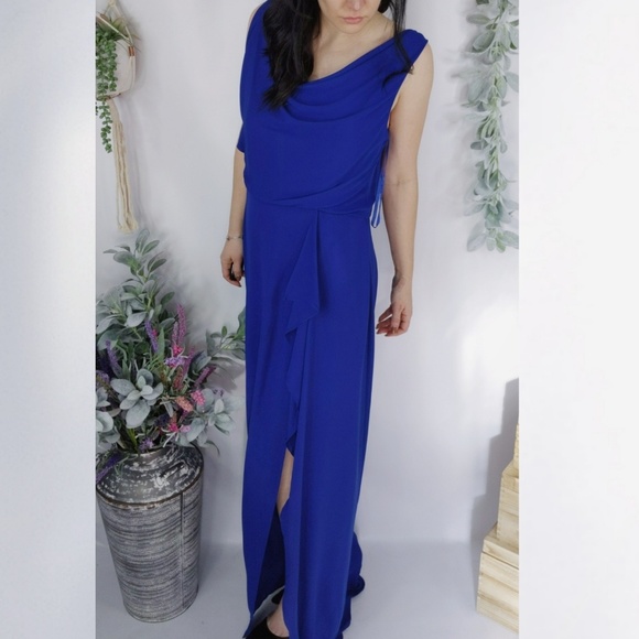 BCBGMaxAzria Dresses & Skirts - BCBGMAXAZRIA Sydney blue cowl back maxi gown 0075